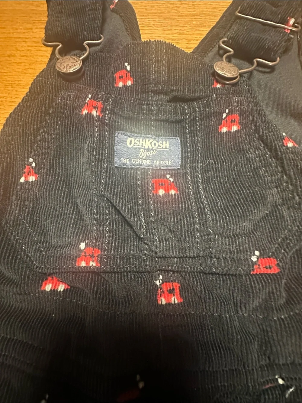 NWT OshKosh B'gosh Black Corduroy Overalls with Red Trains 2T unisex
